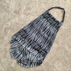 blue tie-died halter dress